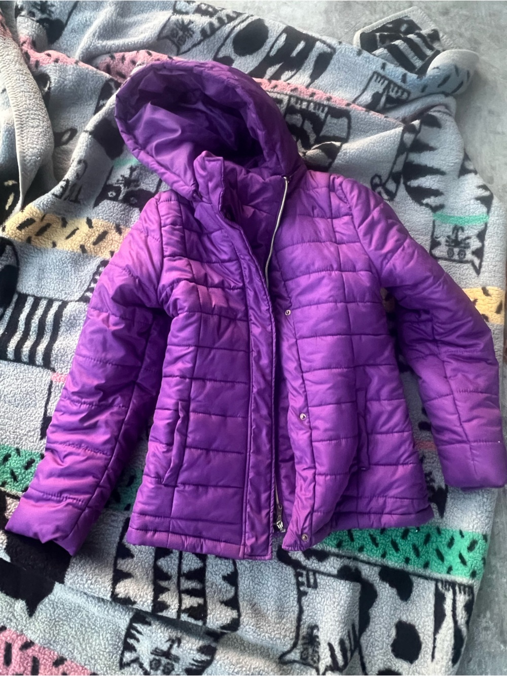 Rampage Purple Hooded Quilted Puffer Jacket